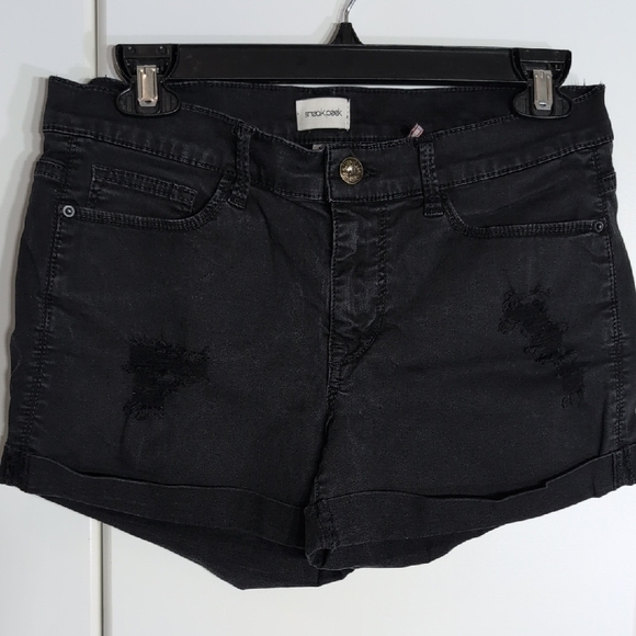 Sneak Peek Pants - Sneak Peek Dark Jean Shorts with Ripped Accents